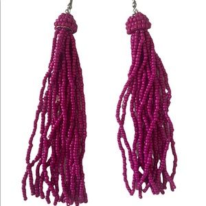 Anthropologie, Fuchsia Tassel Earrings, NEW